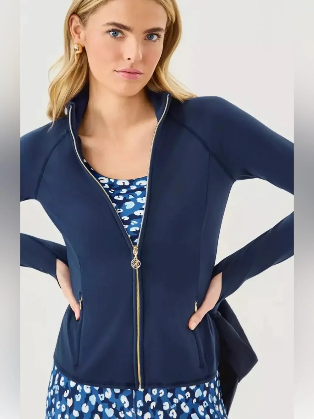 Lilly Pulitzer Luxletic Breaker Jacket Low Tide Navy Size Small